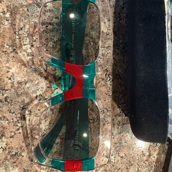 New with box GUCCI ICONIC 3 COLOR SQUARE OVERSIZED SUNGLASSES  GOLD INTERLOCKING - Picture 9 of 10
